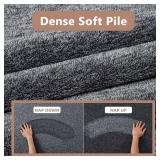 FinRe?c 5x7 Washable Area Rugs for Bedroom Living Room, Low Pile Thin Rug Solid Color, Non-Slip Carpet Indoor for Home Decor (Grey)
