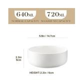 MALACASA 24 OZ Cereal Bowls, Porcelain Soup Oatmeal Bowls Set of 6, Kitchen Ceramic Serving Bowl, Dishwasher Microwave Oven Safe, White, Series LUNA