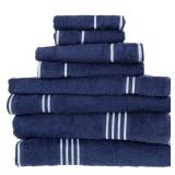 Lavish Home 8PC Bathroom Towels Set - 575GSM 100percent Cotton Bathroom Essentials with 2 Bath Towels, 2 Hand Cloths, 2 Wash Cloths, and 2 Fingertip Fabric for Shower, Gym, Dorm and Spa (Navy)