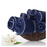 Lavish Home 8PC Bathroom Towels Set - 575GSM 100percent Cotton Bathroom Essentials with 2 Bath Towels, 2 Hand Cloths, 2 Wash Cloths, and 2 Fingertip Fabric for Shower, Gym, Dorm and Spa (Navy)