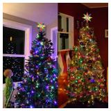 Brizled Christmas Star Tree Topper, 8\ Lighted Double-Sided Christmas Tree Topper, 8-Point Multi Color Xmas Tree Topper with 10 Warm Lights, 120V UL Certified Tree Star for Christmas Tree Party Homein
