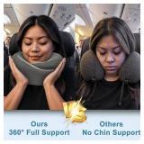 WENGTY Neck Pillow for Traveling,Travel Neck Pillow for Airplanes,Cooling Fabricand100percent Pure Memory Foam,Neck Pain Relief,Ergonomic Support for Long Flight(Gray, Standard Size-(Broad Fit))