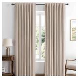 MIULEE 100percent Blackout Linen Curtains for Bedroom, Beige Solid Luxury Decor Thermal Insulation Room Darkening Drapes for Living Room Nursery Back Tab Rod Pocket 42 x 84 Inches, 2 Panels