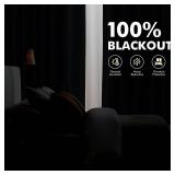 MIULEE 100percent Blackout Linen Curtains for Bedroom, Beige Solid Luxury Decor Thermal Insulation Room Darkening Drapes for Living Room Nursery Back Tab Rod Pocket 42 x 84 Inches, 2 Panels