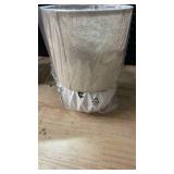 White Ceramic Table Lamp, Geometric Textured Small Bedside Lamp with Linen Shade, Mid Century Modern Nightstand Lamp for Bedroom Living Room Reading Room, H 12\ x W 6.7\in, 7W LED Bulb Includedin