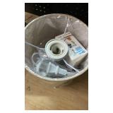 White Ceramic Table Lamp, Geometric Textured Small Bedside Lamp with Linen Shade, Mid Century Modern Nightstand Lamp for Bedroom Living Room Reading Room, H 12\ x W 6.7\in, 7W LED Bulb Includedin