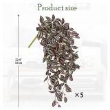 DILATATA Fake Hanging Plants Artificial Hanging Plants 181 Leaves Faux Wandering Jew Hangings Leaves Plant for Wall Shelf Home Indoor Outdoor Decor - 5 Pack