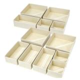DIMJ Drawer Organizer Clothes, 12 Pack Dresser Organizer, Foldable Closet Organizers and Storage, Fabric Dresser Bins, Drawer Dividers for Nursery, Baby Clothes, Underwears, Sock (Beige)