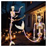 2 Pack Halloween Decorations Skeleton with Light, Halloween IndoorOutdoor Decor, Hanging Realistic Movable Posable Joints Skeleton Graveyard Decorations