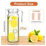 2 Pcs Plastic Pitcher with Lid, 37 oz Clear Acrylic Pitcher, Unbreakable Juice Pitchers for Fridge, Heat-Resistant Plastic Water Pitchers for Tea, Sangria, Lemonade, Juice, Milk, Stripe