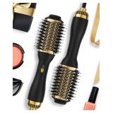 Hot Air Hair Blow Dryer Brush - 3 in 1 Negative Ionic Hairdryer Blowout Brush for Drying Straightening Volumizing - 60mm Oval Barrel fit All Hair Types - Salon Style, Smooth, Frizz-Free Results