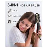 Hot Air Hair Blow Dryer Brush - 3 in 1 Negative Ionic Hairdryer Blowout Brush for Drying Straightening Volumizing - 60mm Oval Barrel fit All Hair Types - Salon Style, Smooth, Frizz-Free Results