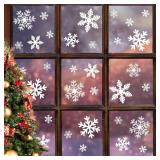LUDILO 135Pcs Christmas Window Clings Snowflakes Window Decals Static Window Stickers for Christmas Decorations Windows Décor Ornaments Xmas Party Supplies Thanksgiving Party Décor