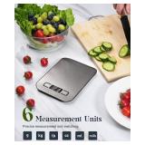 Tcsxady Food Scale, 11lb Digital Kitchen Scale with 6 Units LCD Display and Tare Function,Compact Design for Baking,Healthy Cooking,Meal Prep, 304 Stainless Steel