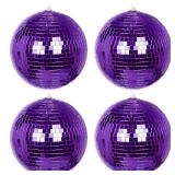 KI Store 4pcs Disco Christmas Balls 6-Inch Purple Large Mirror Christmas Tree Ornaments for Xmas Decor (only 1 in bag)