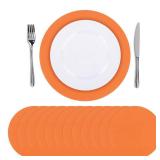 SHACOS 100 PCS Round Paper Placemats 13 inch Disposable Fall Place Mats for Dinner Wedding Birthday Party Festival Table Decoration Indoor Outdoor, Orange