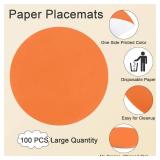 SHACOS 100 PCS Round Paper Placemats 13 inch Disposable Fall Place Mats for Dinner Wedding Birthday Party Festival Table Decoration Indoor Outdoor, Orange