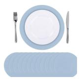 SHACOS 100 PCS Round Paper Placemats 13 inch Disposable Paper Place Mats for Dinner Wedding Birthday Party Festival Table Decoration Indoor Outdoor, Dusty Blue