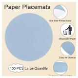 SHACOS 100 PCS Round Paper Placemats 13 inch Disposable Paper Place Mats for Dinner Wedding Birthday Party Festival Table Decoration Indoor Outdoor, Dusty Blue