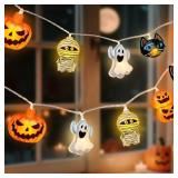 shuangjishan Halloween String Lights Indoor: 9.84 FT 20 LED Battery Operated Pumpkin Ghost Cat Lighted Decorations  8 Modes Waterproof Timer for Window Porch House Room Bedroom Party Decor