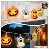 shuangjishan Halloween String Lights Indoor: 9.84 FT 20 LED Battery Operated Pumpkin Ghost Cat Lighted Decorations  8 Modes Waterproof Timer for Window Porch House Room Bedroom Party Decor