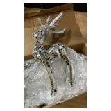 Weysat 2 Pcs Christmas Disco Reindeer Figurines Decor Xmas Elk Tabletop Centerpieces Decorations Mini Glitter Mirror Disco Standing Sitting Reindeer for Christmas Indoor Shelf Mantel Table Supplies