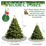 60 Inch Christmas Tree Skirt Vintage Green Plaid Floral Block Print Tree Skirts with Scalloped Edge, Classic Xmas Tree Skirt for Merry Christmas Party Holiday Home Farmhouse Indoor Outdoor Decorations