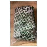 60 Inch Christmas Tree Skirt Vintage Green Plaid Floral Block Print Tree Skirts with Scalloped Edge, Classic Xmas Tree Skirt for Merry Christmas Party Holiday Home Farmhouse Indoor Outdoor Decorations