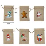 ARTLYMERS 24 Pack Christmas Jute Burlap Bags, Christmas Drawstring Gift Bags for Xmas Presents Holiday Party Favor Treats Candy, 6 Designs