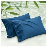 Bedsure Pillow Cases Queen, Cooling Pillow Cases, Rayon Derived from Bamboo Teal Blue Pillowcases Queen Size Set of 2, Soft and Breathable Bedding Pillow Covers with Envelope Closure, 20x30 Inches