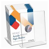 Relx Acrylic Sign Holder 8.5 x 11, Acrylic Display Stand for Display, Slant Back Clear Frames Plastic Sign Holder for Store, Restaurant (6 Pack)