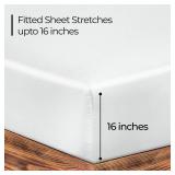ROYALE LINENS 300 Thread Count 100percent Long Staple Combed Cotton Fitted Sheet Twin - Super Soft Deep Pocket Bottom Sheet - Fitted Sheets Only - Elastic Sheets (Twin, White)
