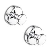 Bntuk Suction Cup Hooks for Shower, Removable Towel Hooks for Bathroom Window Glass Door Wall, Bath Robe Looafh Hook for Hanging - 2 Pack, Chrome