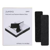 JUMINIZ 20 Sets 1x4 Inch Hook and Loop Fastener Strips with Adhesive Heavy Duty Double Sided Sticky Picture Hanging Wall Mounting Tape for Home and Office Use, Black