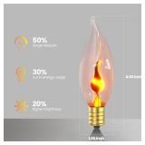 Hompavo Christmas Decorations, Upgraded Flame Light Bulbs, E12 Candelabra Small Base, Clear Glass Flickering Fire Bulb for Halloween Party Porch Indoor and Outdoor Home Decoration, 6 Pack