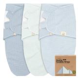 3-Pack Organic Swaddles for Newborns, Baby Sleep Sacks 0-3 Months - Baby Swaddle Wrap, Newborn Wearable Blanket, Infant Sleep Sack for Girls, Boys, Soft and Snug, Large Hook and Loop Closure (Glacier)