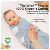 3-Pack Organic Swaddles for Newborns, Baby Sleep Sacks 0-3 Months - Baby Swaddle Wrap, Newborn Wearable Blanket, Infant Sleep Sack for Girls, Boys, Soft and Snug, Large Hook and Loop Closure (Glacier)