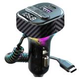 Bluetooth 5.3 FM Transmitter for Car, Bluetooth Car Adapter with Type-C PD(30W) Charger Port and Cable, QC3.0 USB Port, Wireless FM Radio Transmitter, Support Handsfree Calling, Backlit,U Disk, Black