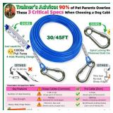 Catapamey Dog Tie Out Cable and Stake,360° Swivel Dog Run Anchor -with 45FT Heavy Duty Cable,Runner for Yard- for up to 150 lbs- for Yard Outdoor Camping