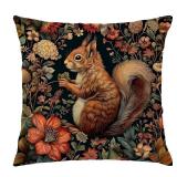 BUJSP Vintage Dark Floral Squirrel Pillow Covers 18x18 Double-Sided, Dark Cottagecore Decor, Rustic Botanical Squirrel Wildlife Decorative Throw Pillow Covers for Home Bedroom Living Room