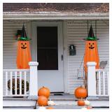 Halloween Hanging Decorations Outdoor Outside - 2 Pack Halloween Hanging Pumpkin Decorations Decor Pumpkin Ghost Orange Cute Pumpkin Decorations Decor for Kids Outdoor Outside Garden Tree