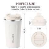 Smilatte 17oz (510ml) Vacuum Insulated Coffee Travel Mug, Leak proof Double Wall Stainless Steel Reusable Cup with Lid, Thermal Tumbler for Hot and Cold Drinks, Matte Texture White