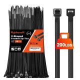 Zip Ties Heavy Duty 12 inch?V-Shaped Toothed Double Sided With 200 LBS Tensile Strength Cable Ties ?Extra Large Wire Ties Adjustable Nylon Tie Wraps for Indoor Outdoor Patented Design?80 Pack Black?