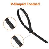 Zip Ties Heavy Duty 12 inch?V-Shaped Toothed Double Sided With 200 LBS Tensile Strength Cable Ties ?Extra Large Wire Ties Adjustable Nylon Tie Wraps for Indoor Outdoor Patented Design?80 Pack Black?