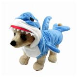 Funny Dog Cat Shark Costumes, Pet Halloween Christmas Cosplay Dress, Large Pet Shark Costume, Animal Fleece Hoodie Warm Outfits Clothes (XXXL Size)