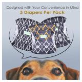 wegreeco Washable Male Dog Belly Band (Stylish Pattern)- Pack of 3 - Washable Male Dog Belly Wrap, Dog Diapers Male (Black Geometric, X-Small)