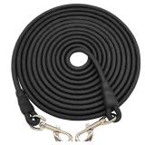 SEPXUFORE Tie Out Rope Dog Leash, Long Tether 8-10-13-15-20-25-30-35-40-45-50-65FT Heavy Duty Nylon Check Cord for Medium Large Dogs Outdoor Playing Camping Backyard (Black, 38\ x 25ft)in