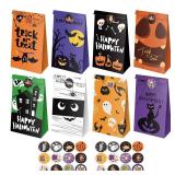 XiaosRen Halloween Treat Bags- 24 Pack Halloween Trick or Treat Goodie Bags with Stickers Candy Bag Kids Party Favors