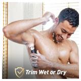 LGTGH Body Hair Trimmer for Men with Mirror and LED Light - Electric Ball Shaver Features Ceramic Blades, Travel Lock and IPX7 Waterproof Design for WetDry Use on Groin, Legs, Chest