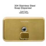 VANNSOO Wall Mounted Hand Soap Dispenser Bathroom, 1200ml 40oz Commercial Stainless Steel Liquid Soap Dispenser Wall Mount (Horizontal Gold)
